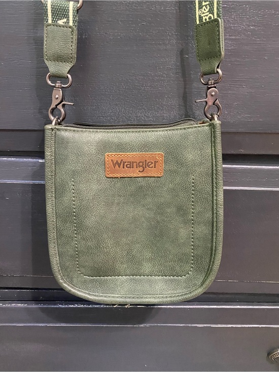 Wrangler Handbags - Wrangler Olive Green Mini Crossbody with Branded Patch